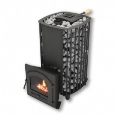 Печь-каменка Сударушка Руса-Семейная с чугунной дверцей со стеклом для бани 10-18 м³