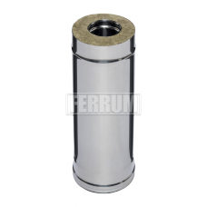Дымоход Феррум утепленный нержавеющий (430/0,5мм)/зеркальный нержавеющий ф115/200 L=0,5м