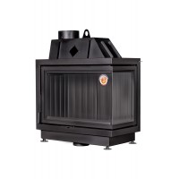 Каминная топка Экокамин Альфа 800 RB два стекла правая черный шамот