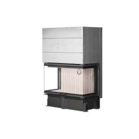 Каминная топка Экокамин ДЕЛЬТА 1000 BV три стекла принтинг черный шамот, вертикальная ламель