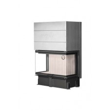 Каминная топка Экокамин ДЕЛЬТА 1000 BV три стекла принтинг черный шамот, вертикальная ламель