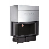 Каминная топка Экокамин ДЕЛЬТА 1000 LB два стекла принтинг левая черный шамот