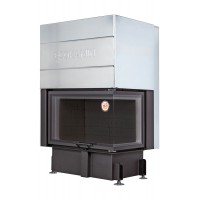 Каминная топка Экокамин ДЕЛЬТА 800 RPB два стекла правая принтинг подовое горение черный шамот