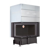 Каминная топка Экокамин ДЕЛЬТА 800 LPB два стекла левая принтинг подовое горение черный шамот