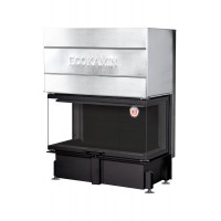 Каминная топка Экокамин ДЕЛЬТА 1000 KB три стекла черный шамот