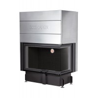 Каминная топка Экокамин ДЕЛЬТА 1000 RB два стекла принтинг правая черный шамот