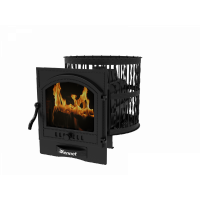 Банная печь Kennet Бастион 22 с панорамным стеклом и кованой сеткой