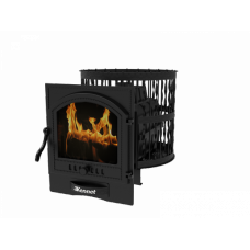 Банная печь Kennet Бастион 22 с панорамным стеклом и кованой сеткой